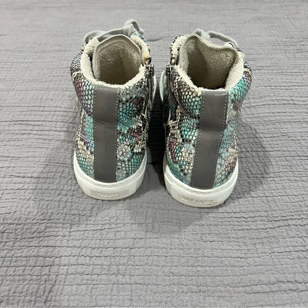 P448 Star Embossed High Top Sneaker 38 EU Ice Python Snake Print - Picture 5 of 10